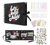 FICOFISE Scrapbook Photo Album with 60 Black Pages, 21.5x15cm DIY Scrapbook Kit with Accessories, Memory Book for Family, Wedding, Anniversary, Guest, Travel,Writing, Drawing, Adults, Baby