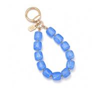 Ficopano Blue Beaded Key Wristlet Good Luck Keychain For Bags And Car Keys | Marbled resin beads with spring clasp and engraved tag, works comfortably as a wrist key holder