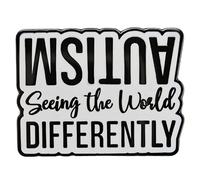 Ficsowy Autism Seeing the World Differently Enamel Lapel Pin, Inspirational Healthcare Badge Brooch, Medium, Zinc, no gemstone
