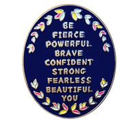 Ficsowy Be Fierce Powerful Brave Confident Strong Fearless Beautiful You Enamel Pin, Feminist Girl Power Motivational Jewelry Brooch, Medium, Zinc, no gemstone