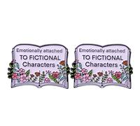 Ficsowy Book Lover Enamel Pin, Character Brooch, Emotionally Attached Fictional Characters, Zinc, no gemstone