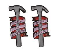 Ficsowy Enamel Pins for Women, Feminist Gifts,Smash The Patriarchy Inspirational Jewelry for Women, Lapel Pins for Women's Suit Jacket, Backpack, Zinc, no gemstone