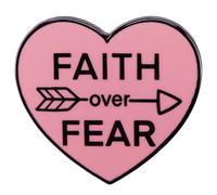 Ficsowy Faith Over Fear Heart Enamel Pin, Christian Love Like Jesus, Religious Lapel Pin for Backpack, Hat, Clothes, Medium, Zinc, no gemstone