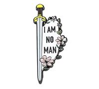 Ficsowy Fantasy Sword & Flower Lapel Pin, "I Am No Man" Enamel Pin, Fun Movie Quote Badge Female Power Badge Gift for a Friend, M, Zinc, no gemstone