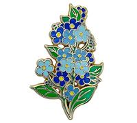Ficsowy Forget Me Not Flower Pin, Blue Enamel Lapel Brooch, Zinc, no gemstone