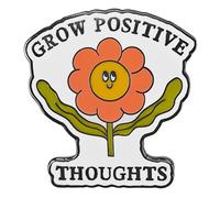 Ficsowy Grow Positive Thoughts Flower Enamel Pin Cute Cartoon Flower Brooch Badge Accessories, Medium, Zinc, no gemstone