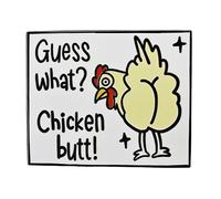 Ficsowy Guess What? Chicken Butt! Enamel Pin Funny Chicken Ladies Lapel Pin,Hen, Country,Cute Farm Animals Pins for Backpacks, Hats, Jackets, Medium, Zinc, no gemstone