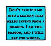 Ficsowy "I Am The Dragon..." Literary Quote Enamel Pin - Inspirational Book Lover's Gift, Novel-Inspired Badge for Girlfriends, Friends, and Bookworms, no gemstone