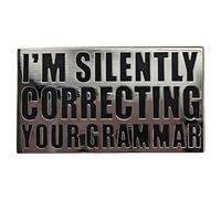 Ficsowy I'm Silently Correcting Your Grammar Enamel Pin, Funny Grammar Police Badge for Backpack, Hat, Clothes