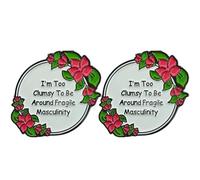 Ficsowy I'm Too Clumsy To Be Around Fragile Masculinity Feminist Art Enamel Pin Set, Zinc, no gemstone