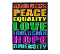 Ficsowy "Kindness Peace Equality Love" Rainbow Enamel Pin,Diversity Pride Lapel Badge, LGBTQ+ Pride Accessories for Backpacks, Jackets & Gifts