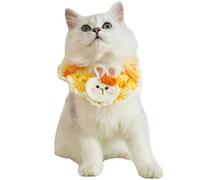 Ficsowy Knitted Cat Collar,with Bow Kitten Bib Scarf with Rabbit Design, Orange and White Knitted Soft Cute Comfortable for Cats Kitten(S Yellow)