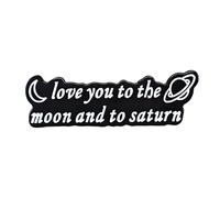 Ficsowy Love You To The Moon And Saturn Enamel Pin, Confession Lover Girlfriend Gift Suitable for Backpack, Hat, Clothes, Medium, Zinc, no gemstone