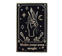 Ficsowy "Make Your Own Magic" Tarot Card Enamel Pin - Black and Gold Mystical Fashion Unique Pin - Inspirational Lapel Brooch for Witches, Spiritual Seekers, and Magic Lovers for Jackets Clothes Hats