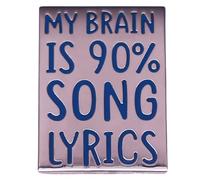 Ficsowy My Brain Is 90% Song Lyrics Enamel Lapel Pin, Brooch Badge for Backpack, Hat, Clothes, Medium, Zinc, no gemstone