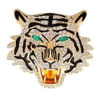 Ficsowy Personalized and Domineering Roaring Tiger Brooch, Fashionable and Creative Rhinestone Inlaid Animal Brooch Suit Clothing Overcoat Corsage Pin