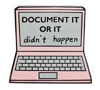 Ficsowy Pink Laptop Document It Or It Didn't Happen Enamel Pin, Funny Lapel Brooch for Backpack, Hat, Clothes, Zinc, no gemstone