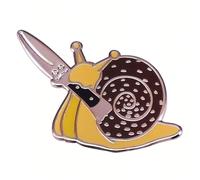 Ficsowy Snails With Knife Enamel Pins for Backpacks Cute Lapel Pins Funny Animal Brooch Gift for Friends, Copper, no gemstone, Copper, no gemstone