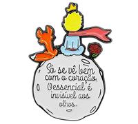 Ficsowy The Little Prince & Fox Enamel Pin - Inspirational Quote Brooch,Literary Rose Lapel Accessory Gift for Fans of the Novel and Movie for Clothing, Bags, and Lanyards