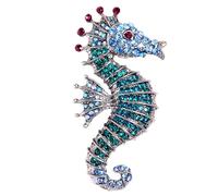 Ficsowy Trendy Rhinestone Seahorse Brooches Pin Elegant Cute Lapel Pin - Sparkly Animal Fashion Pin,for Dresses, Blazers, Sweaters, Or Denim Jackets