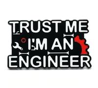 Ficsowy Trust Me I'm An Engineer Enamel Pin, Black White Red Wrench Gear Lapel Pin, Funny Engineering Badge for Backpacks Jackets Lanyards, STEM Gift for Engineers Students Graduation Coworkers