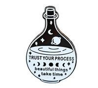 Ficsowy Trust Your Process Beautiful Things Take Time Magic Potion Bottle Enamel Lapel Pin for Backpack, Hats, Jackets Gift for Friends, Medium, Zinc, no gemstone