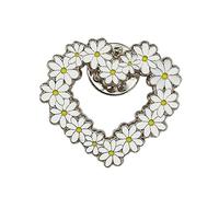 Ficsowy White Daisy Enamel Pins Cute Heart Shape Daisy Brooch Pins Badges Brooches Lapel Pins For Backpack Jacket Fashion Decoration Gifts for Friends, Copper, no gemstone