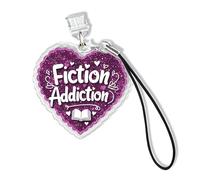 Fiction Addiction Kindle Charms, Dust Plug Charm 1.5 Inches Funny Book Quote Reading Bookworm Romantasy Lightning/Type C Charging Port With Strap Acrylic Material Accessories for Phone Kindle E-Reader