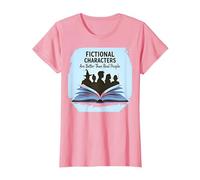 Fictional Characters are Better Than Real People Book Lover T-Shirt, Women, Pink, 3XL