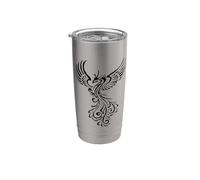 Fictional Phoenix Creature in Flight Illustration Black Stainless Steel Insulated Tumbler