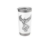 Fictional Phoenix Creature in Flight Illustration Black Stainless Steel Insulated Tumbler