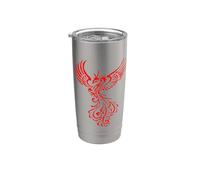 Fictional Phoenix Creature in Flight Illustration Red Stainless Steel Insulated Tumbler
