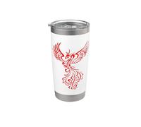 Fictional Phoenix Creature in Flight Illustration Red Stainless Steel Insulated Tumbler