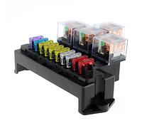 Fictory 10 Way Fuse Box with 5-Pin Socket Base, Universal Auto Interior Solution, Includes 13 Standard Blade Fuses, Affordable and Reliable