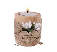 Fictory 10Pcs Solid Wood Candle Holders with "Thank You" Print, Rustic Centerpiece for Table Decor, Party, Wedding, Cafe, Home Farmhouse