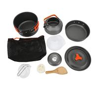 Fictory 11 Piece Camping Cookware Set, Portable Cooking Gear for 2-3 People, Includes Teakettle & Frying Pan, Lightweight & Compact for Easy Travel