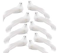 Fictory 12-Pack Artificial White Feathered Doves, Mini Bird Ornaments for Christmas Tree, Home, Garden, and Wedding Party Decor