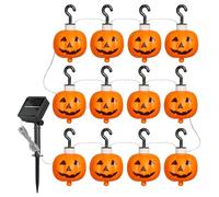 Fictory 12-Pack Solar Pumpkin Lights, Halloween Outdoor Decor with Ground Stakes & Hanging Options, Waterproof Warm White Garden & Yard Lighting for Spooky Atmosphere