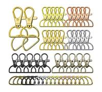 Fictory 120 Pcs Swivel Lanyard Snap Hooks and D Rings Set, Durable 360° Rotating Metal Clasps for Keychain Making, Crafts, Pet Collars & Handbags, 6 Assorted Colours