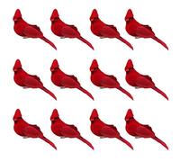 Fictory 12PCS Christmas Cardinal Bird Ornaments with Metal Clip, Artificial Velvet Red Birds for Christmas Tree Decor, Wreath, Lawn and Garden Holiday Decoration