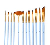 Fictory 12Pcs Synthetic Nylon Gouache Brush Set - Premium Painting Tool Kit with Tinned Copper Ferrules, Smooth Stroke, Minimum Shedding, Assorted Shapes for Watercolour Oil Acrylic - Matte Blue
