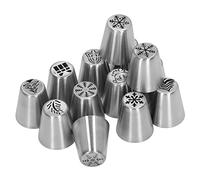 Fictory 13 Pcs Christmas Frosting Tips Nozzles, Stainless Steel Cake Decorating Tips for Christmas Tree Snowflake Bell Designs, DIY Cupcake Cookie Baking Decorations