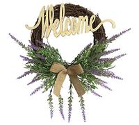 Fictory 14 Inch Purple Lavender Wreath for Front Door, Artificial Flower Wreath for Indoor and Outdoor Decor, All-Season Wall and Window Hanging Decoration