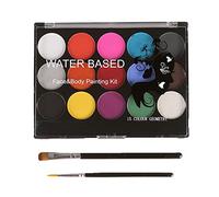 Fictory 15 Colours Face Body Paint Palette Pearlescent Non-Toxic Gouache Kit with 2 Applicators for Adults Kids Halloween Stage Makeup