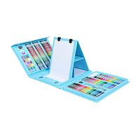 Fictory 176-Piece Children Painting Tool Kit Coloured Pencils Watercolour Crayons Set Blue Storage Box Non-Toxic Art Supplies for Kids Students Drawing Class Gift