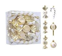 Fictory 18-Piece Gold Christmas Ornament Set, Shatterproof Christmas Balls and Candy Cane Decorations for Holiday Tree Decor