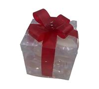 Fictory 19cm Red Bow Lighted Gift Box, Foldable LED Christmas Decoration with Fairy Tale Sparkle Effect, Indoor Outdoor Holiday Party Decor for Fireplace Mantle and Wedding