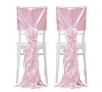 Fictory 2-Pack Outdoor Wedding Chair Covers, Bamboo Knot Design Universal Slipcovers with Back Flower Decor, Opaque Wicker Look for Chair Back Decorations, European Style Wedding Party Decor in Pink