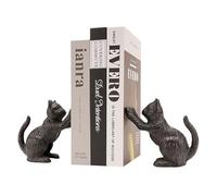 Fictory 2-Pack Vintage Cast Iron Cat Bookends for Heavy Books, Antique Style Animal Book Supports, Decorative Desktop Organizer for Office Library Home Decor