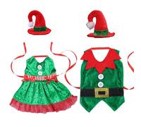 Fictory 2-Piece Christmas Elf Bottle Cover Set, Festive Wine Bottle Costume with Apron, Holiday Table Decor for Party and Home Bar
